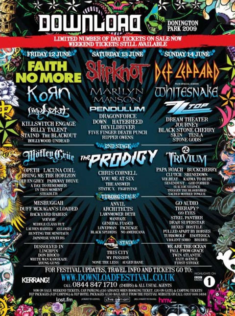 download festival 2009 lineup 